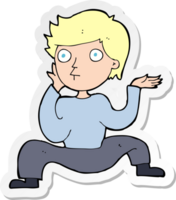 sticker of a cartoon boy doing crazy dance png