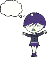 cartoon waving vampire girl with thought bubble png