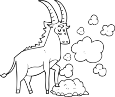 hand drawn black and white cartoon antelope png