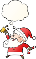 cartoon santa claus with hot cocoa with thought bubble in smooth gradient style png