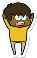 sticker of a worried cartoon boy png