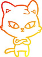 caloroso gradiente linha desenhando do uma fofa desenho animado gato png