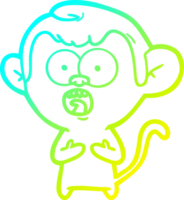 cold gradient line drawing of a cartoon shocked monkey png