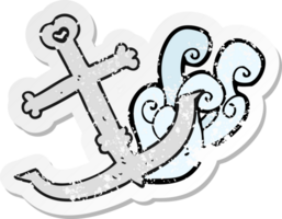 retro distressed sticker of a cartoon anchor png