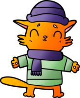 cartoon cat in winter clothes png