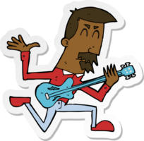 sticker van een tekenfilmman die elektrische gitaar speelt png