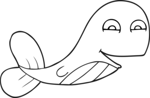 hand drawn black and white cartoon whale png