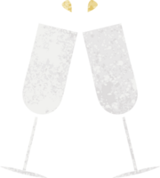 retro illustration style cartoon of a clinking champagne flutes png