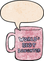 worlds best daughter mug with speech bubble in retro texture style png