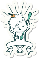 sticker of a tattoo style ice cream character png