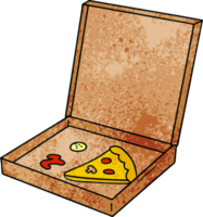 main tiré texturé dessin animé griffonnage de une tranche de Pizza png
