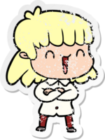 distressed sticker of a cartoon woman png