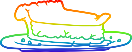 Regenbogen Gradient Linie Zeichnung von ein Karikatur Fleisch Kuchen png