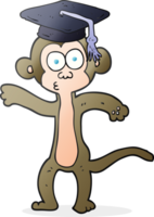 hand drawn cartoon graduate monkey png