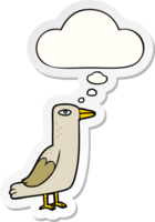 cartoon bird with thought bubble as a printed sticker png