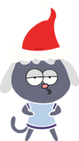 hand dragen platt Färg illustration av en uttråkad hund bär santa hatt png