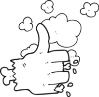 hand drawn black and white cartoon zombie hand png