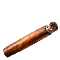 A detailed close-up of a hand-rolled cigar isolated on transparent png