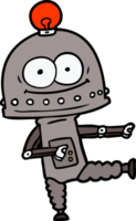 happy carton robot with light bulb png