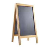 Blank A-frame chalkboard standing upright on a transparent backdrop png