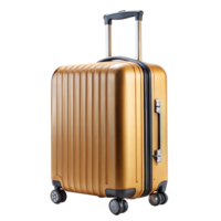 A golden trolley suitcase, ready for a travelers next journey png