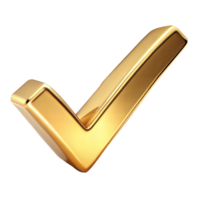 A shiny gold tick mark, often symbolizing confirmation or correct choice png