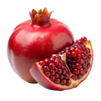 Close-up of fresh pomegranate with slice revealing juicy seeds png