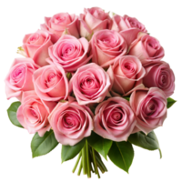 un pulcramente arreglado ramo de flores de lozano rosado rosas con verde hojas png