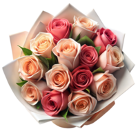 une bouquet avec une variété de rose et pêche des roses arrangé dans une magnifique afficher png