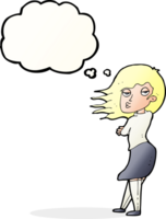 cartoon woman making photo face with thought bubble png