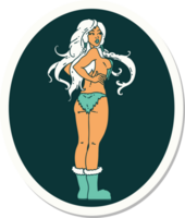 sticker of tattoo in traditional style of a pinup viking girl png