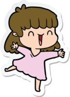 sticker of a cartoon happy girl png