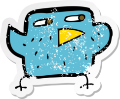 Retro beunruhigter Aufkleber eines Cartoonvogels png