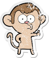 distressed sticker of a cartoon hooting monkey png