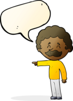 dessin animé, homme, à, moustache, pointage, à, bulle discours png