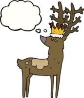 hand drawn thought bubble cartoon stag king png