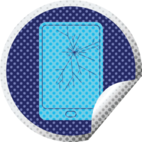 broken electronic tablet circular peeling sticker png