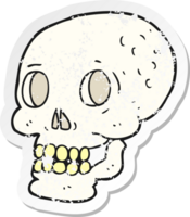 retro distressed sticker of a cartoon halloween skull png