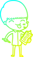 cold gradient line drawing of a cartoon salesman sticking out tongue png