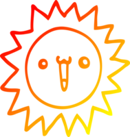 warm gradient line drawing of a cartoon sun png