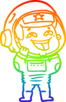 rainbow gradient line drawing of a cartoon laughing astronaut png