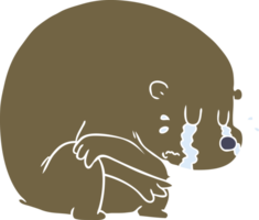 urso de desenho animado de estilo de cor plana chorando png