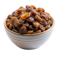 Bowl of dried raisins isolated on transparent background png