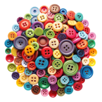 Colorful assorted sewing buttons in various sizes and shapes png