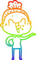 arcobaleno pendenza linea disegno di un' cartone animato contento vecchio donna png