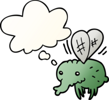 cartoon fly with thought bubble in smooth gradient style png