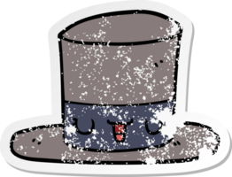 distressed sticker of a cartoon top hat png