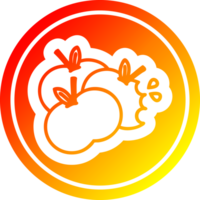 juteux pommes circulaire icône avec chaud pente terminer png