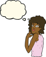 Cartoon überraschte Frau mit Gedankenblase png