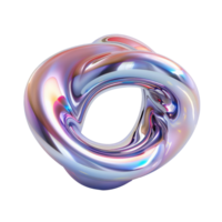 3d rendere di astratto olografico oggetto con iridescente colori somigliante liquido metallo nel movimento su trasparente sfondo. fluido, dinamico modulo con brillante riflessi, appare fatto a partire dal metallico bilancia. evidenziazione vivace colorazione e liscio curve. png